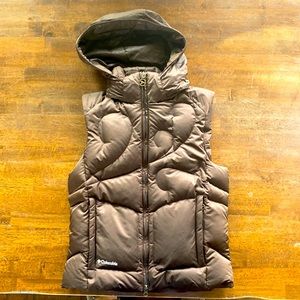 Brown hooded Columbia down vest